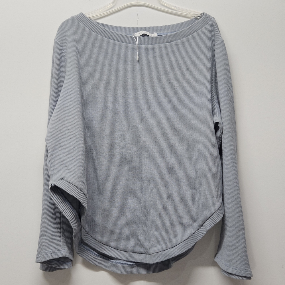 By Egreis Thermal Waffle Knit Pullover Top Size XXL Wide Boatneck Curved Hem